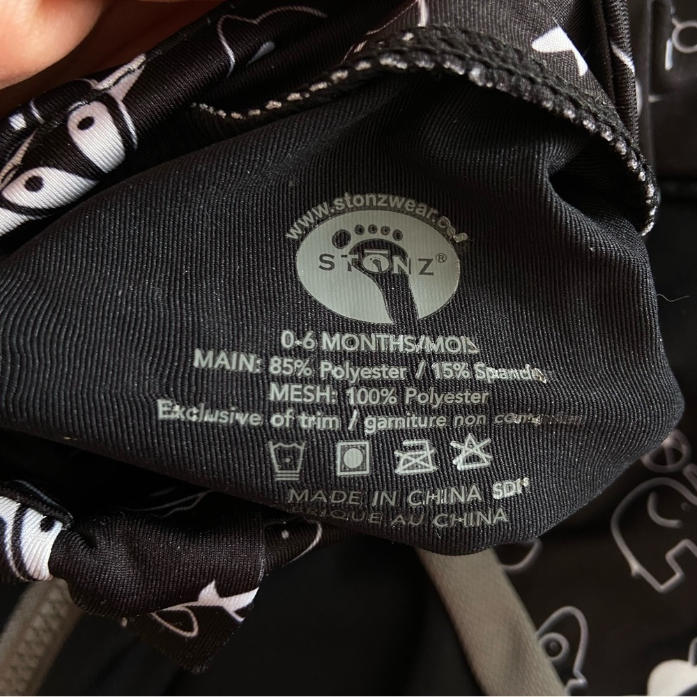 Stonz Kids UV Protection Sun Suit Black & Grey Baby Size 0-6 Months - Picture 4 of 6